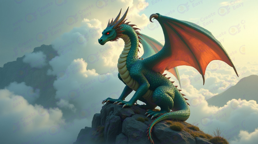 A majestic scalecovered dragon