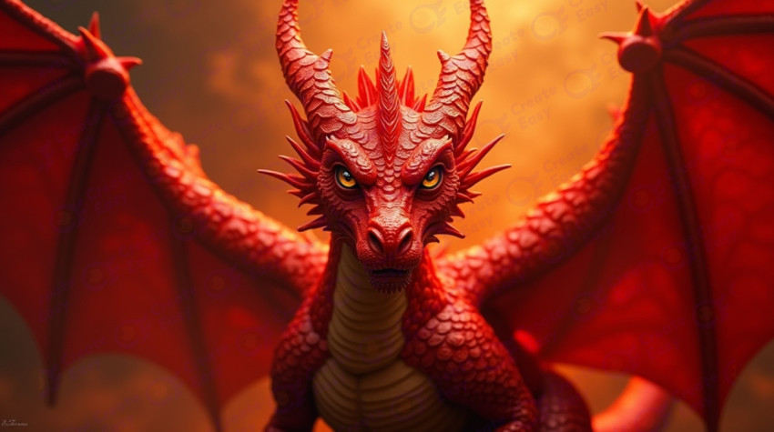 vibrant majestic red dragon