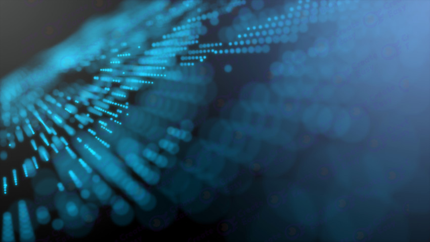 blue futuristic stream data communication flying