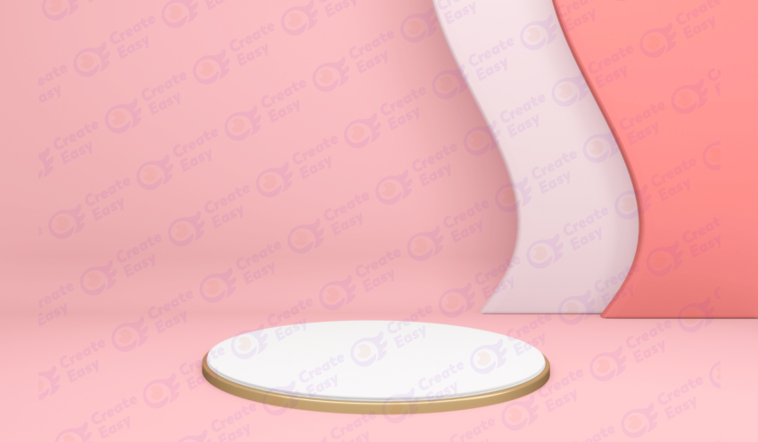 A simple white round table set against a vibrant pink background, highlighting its clean design.