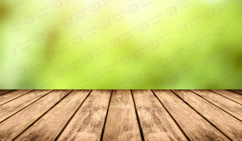 Old wooden table with blur nature background