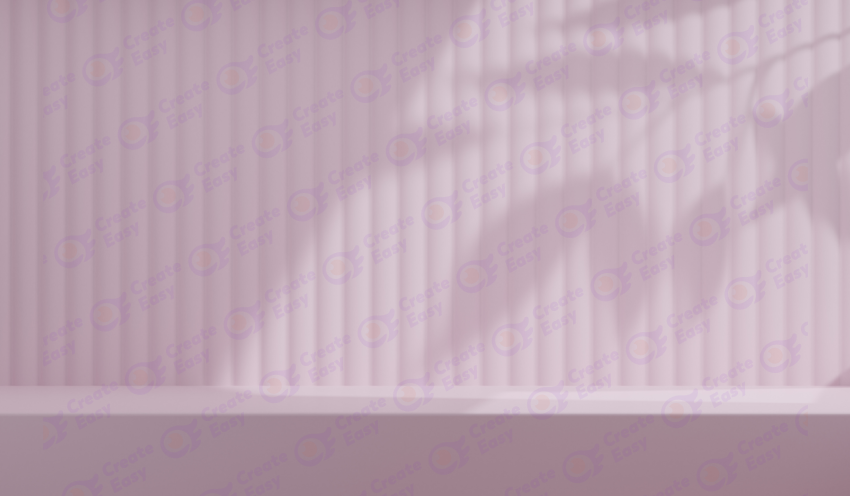 Pink desk wall with sunlight background