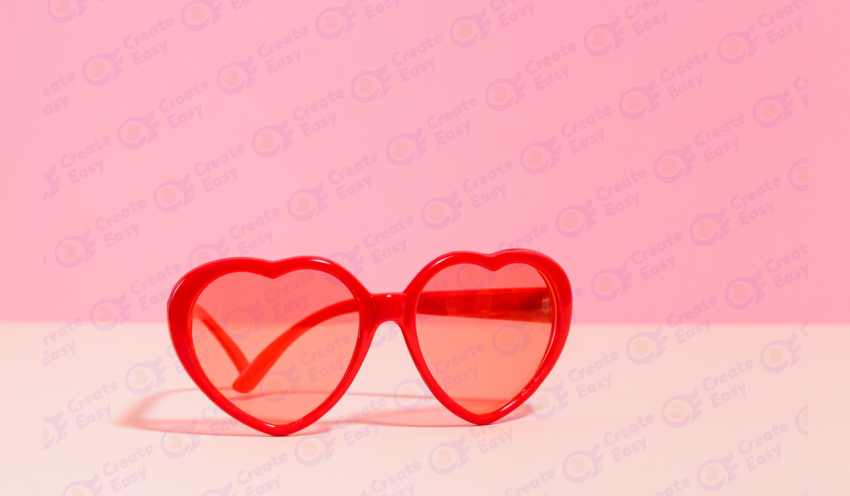 Red Heart Shaped Sunglasses color texture background