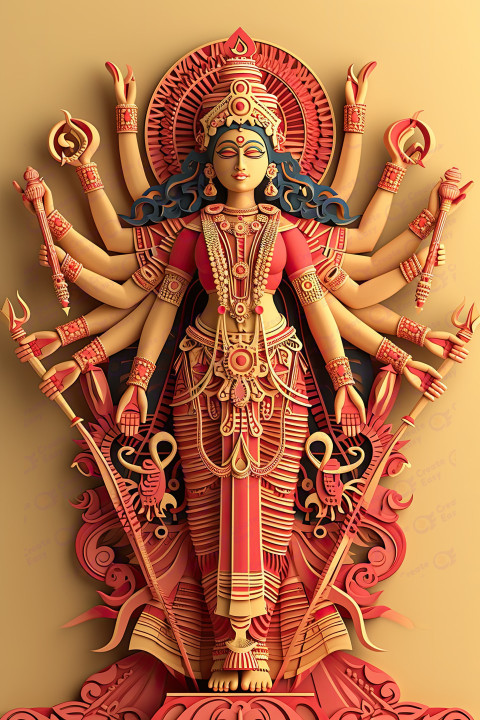 3d durga goddess navratri celebration