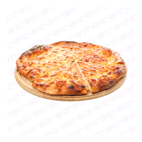 pizza with wooden plate createeasy png