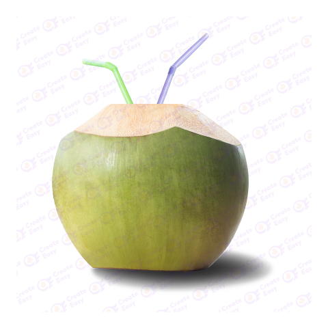Coconut water with straw createeasy png