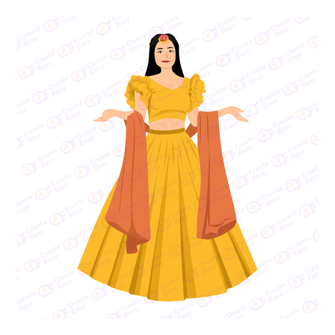 Girl in festival dress createeasy png