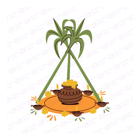 Pongal celebration vector art createeasy png