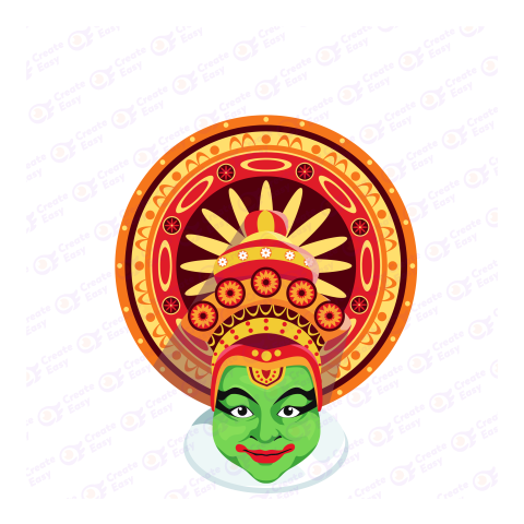 Kathakali kerala vector art createeasy