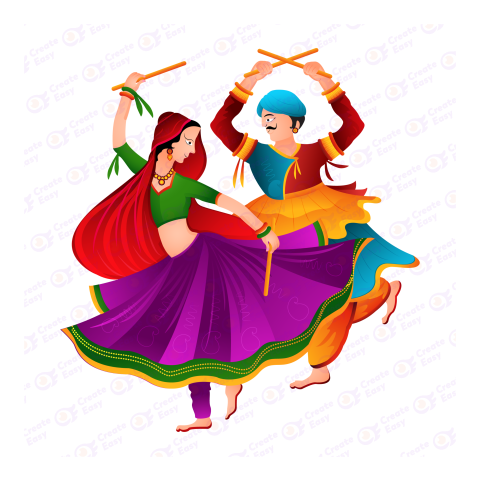 Dhandiya garba dance vector image createeasy png