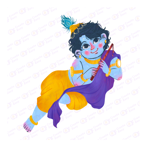 Little Krishna with flute createeasy png