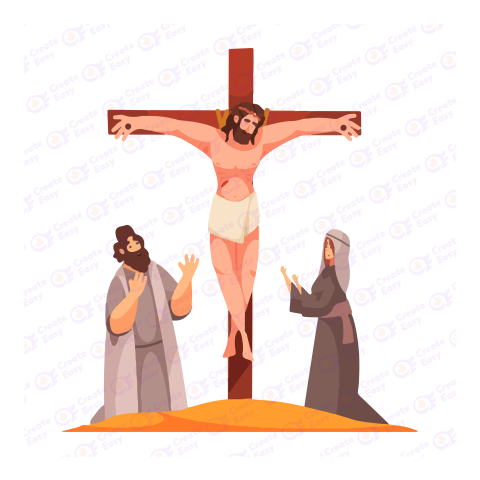 Jesus Christ with cross vector art create easy png