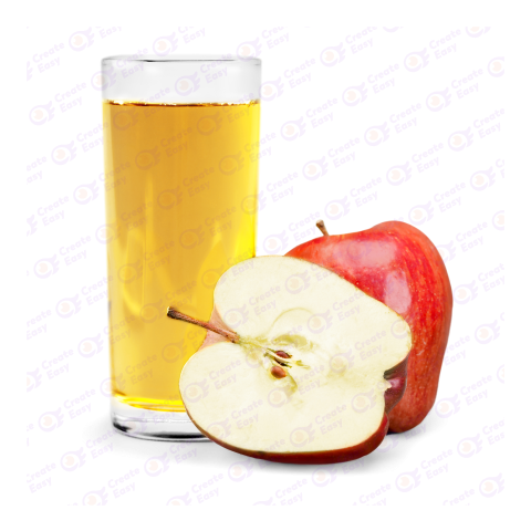 Apple with vinegar glass bottle