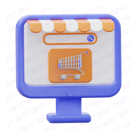 Ecommerce cart desktop 3d image png