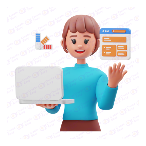 Woman with laptop free 3d png image