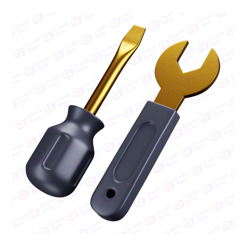 screwdriver and a wrench free 3d png image