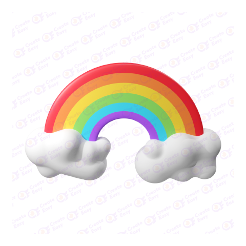Rainbow and clouds free 3d png image