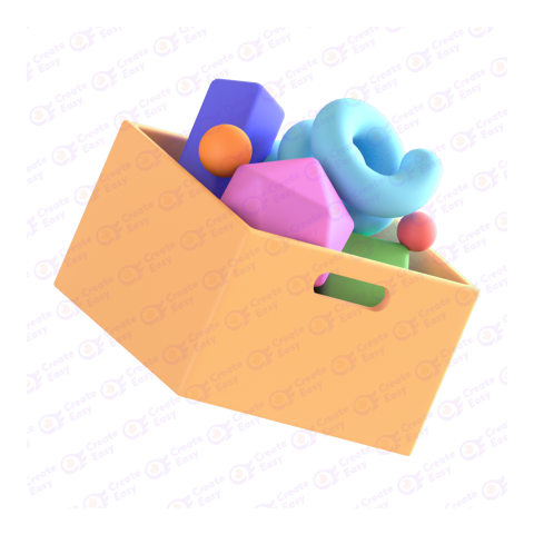 Box with Colorful shapes free 3d png image