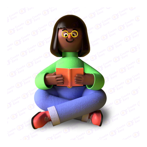 Woman reading story free 3d png image