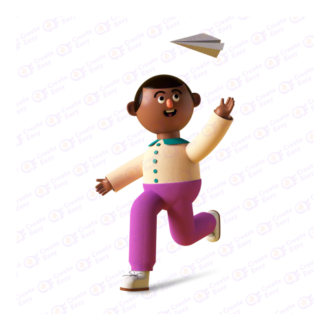 Little Boy Play Paper free 3d png image