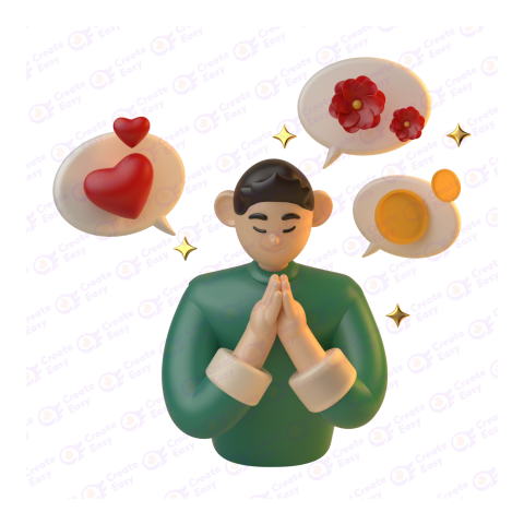 Cartoon thinking free 3d png image