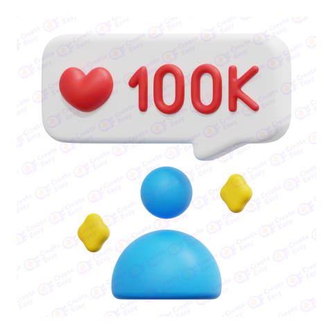 100k Likes free 3d png image