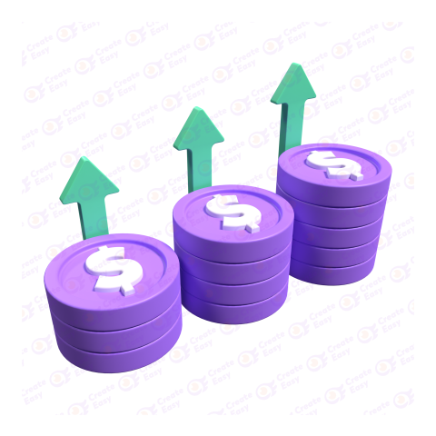 Growth Dollar Coins free 3d png image