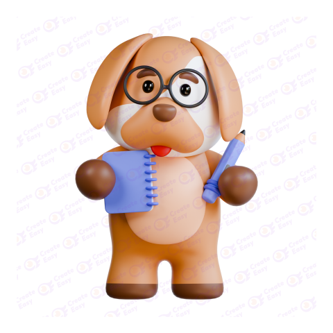 Dog with briefcase free 3d png image