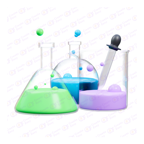 Chemistry laboratory tubes set free 3d png image