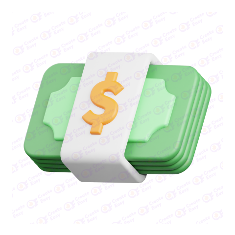 Stack of Green Dollar Bills free 3d png image