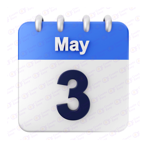 May 3 Calendar free 3d png image