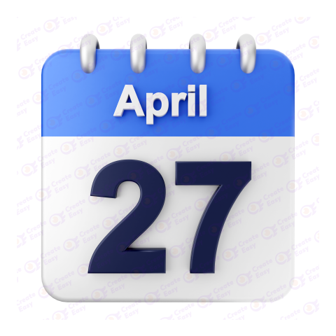 April 27 Calendar free 3d png image