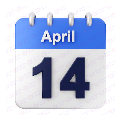 April 14 Calendar free 3d png image