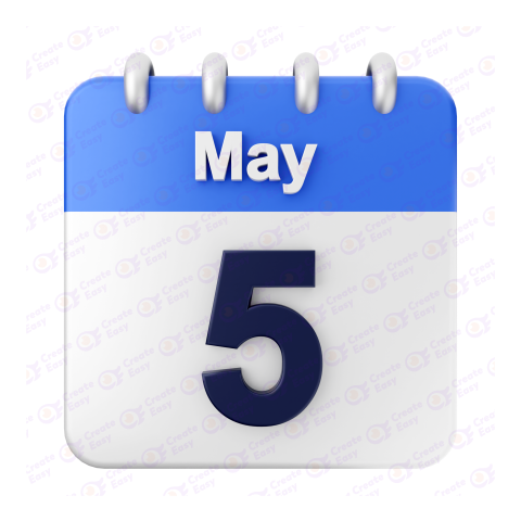 May 5 Calendar free 3d png image