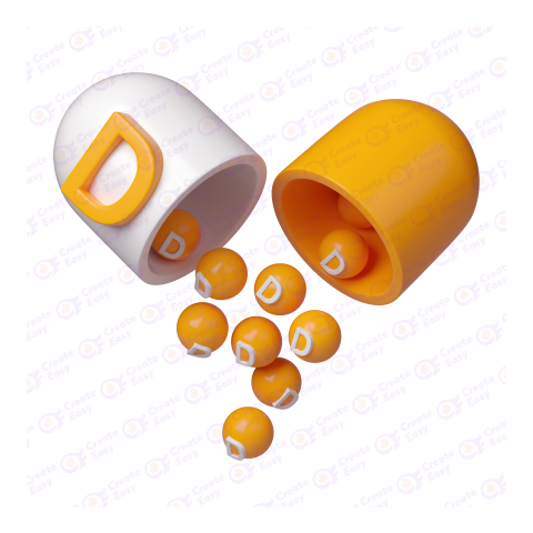 Vitamin D tablet tube Free 3d png image
