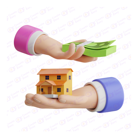 Save money for a house buying Free 3d png image