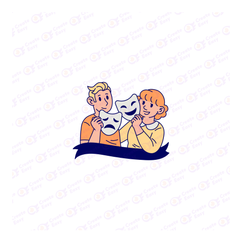 Comedy and tragedy masks Flat geometric management icon