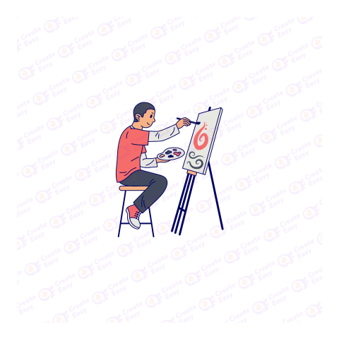 Young Man Painting Picture Flat geometric management icon
