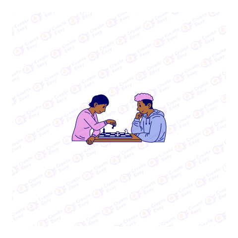 Two People Playing Chess Royalty Flat geometric management icon