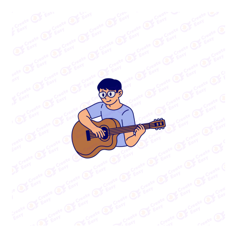Young Man Playing Acoustic Guitar Flat geometric management icon