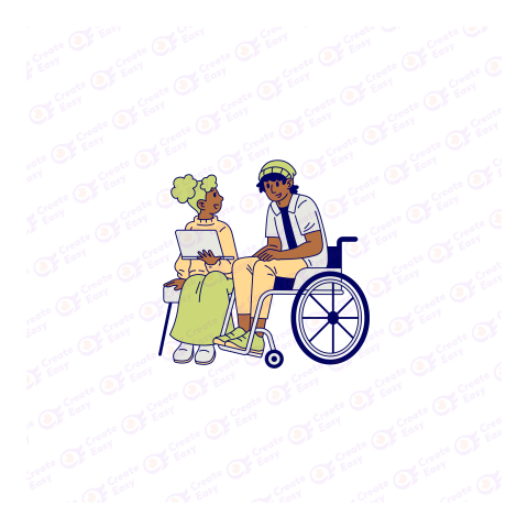 Elderly man in a wheelchair Flat geometric management icon