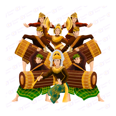 Man's Playing Traditional Drum Flat geometric management icon