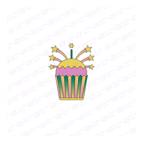Cupcake with candle Flat geometric management icon