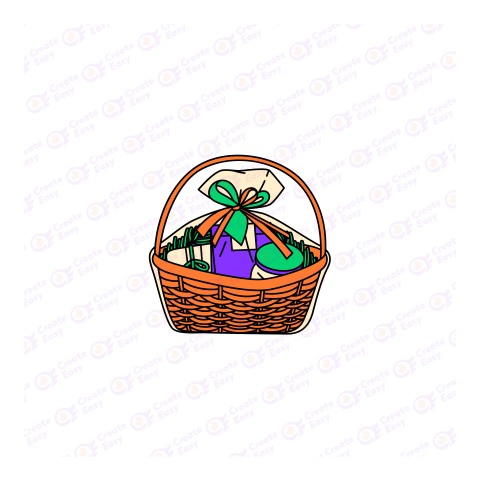 Wicker Basket With Gift Flat geometric management icon