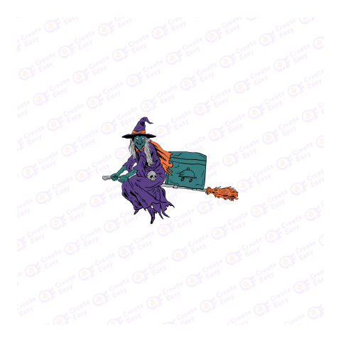 Cartoon Witch Riding Flying Flat geometric management icon