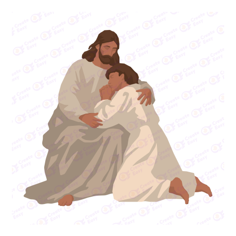 Jesus hug Flat geometric management icon