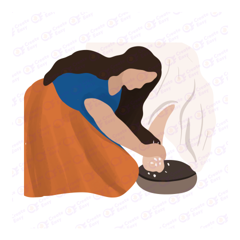 Cooking with women Flat geometric Png image