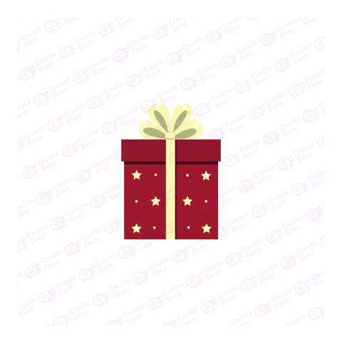 Christmas gift with golden ribbon Flat geometric management icon