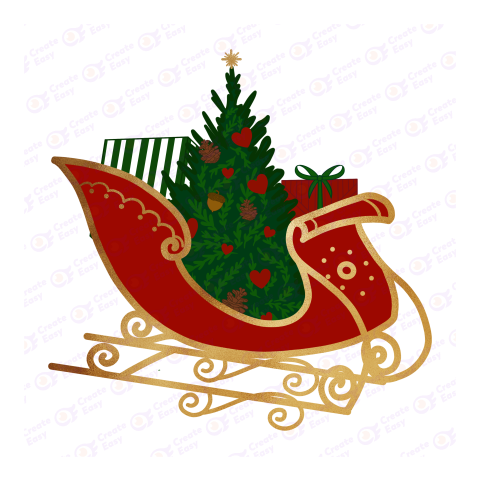 Christmas Elements On Painted Sleigh Flat geometric icon png image