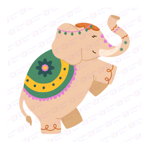 Decorated Elephant Flat geometric icon png image